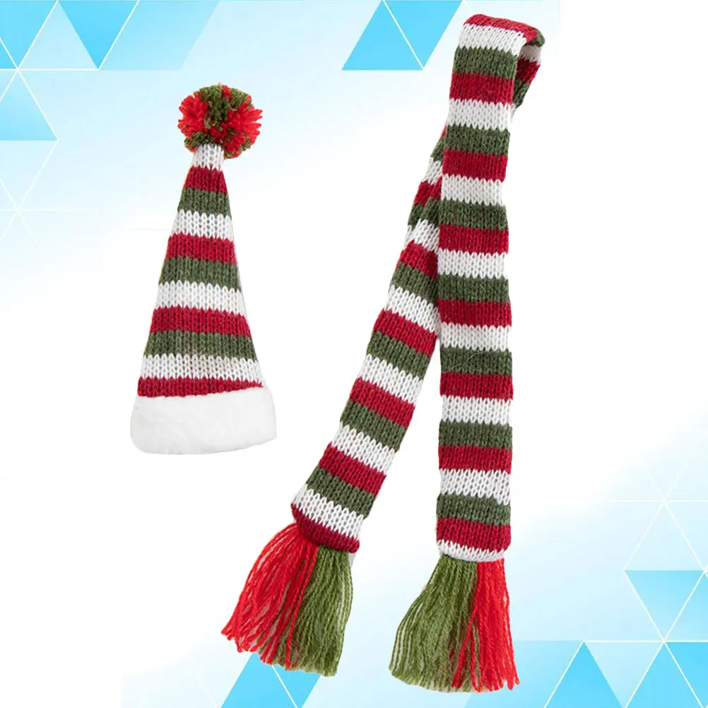

2Pcs Christmas Wine Bottle Scarf Hat Set Reusable Xmas Bottle Cover Red Decoration Party Home Bar Decor Wine Bag