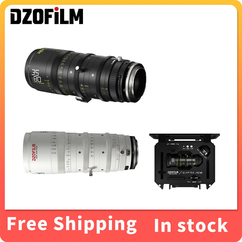 

DZOFilm Catta 35-80 мм T2.9 Полнокадровый E-Mount Cine Zoom объектив для фотосъемки черный белый