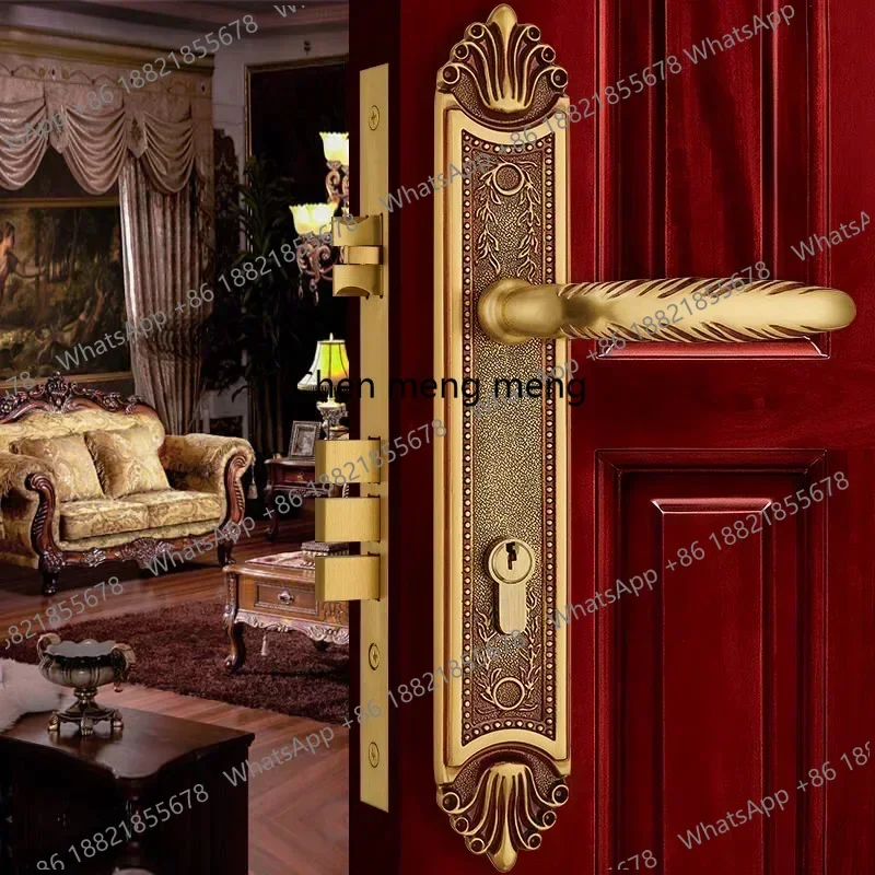 Solid Brass Door Lock Modern Europen Fashion Entrance Gate Locks Golden Interior Room Wood Panel Gold Handle Lockset