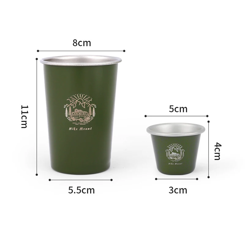 304 Stainless Steel Camping Cup Set, Outdoor, Hiking, Picnic, Water, Tea, Beer, Coffee, Milk, BBQ, Tumblers, Drinking Cup, 350 m