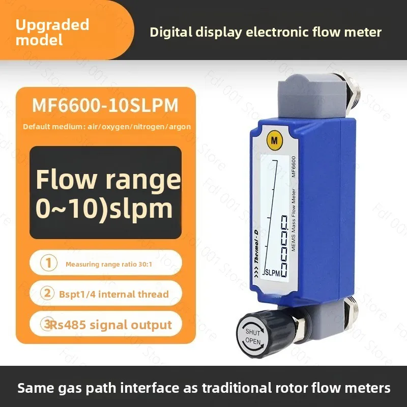 Gas Mass Flowmeter High Precision Adjustable Liquid Crystal Display Air Oxygen Nitrogen Argon Glass Rotor