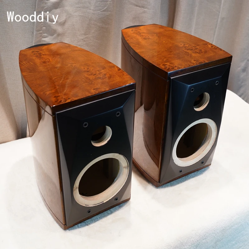 Wooddiy 8 Inch One Pair Speaker Cabinet Empty Box Two-way Shell Birch Plywood Waist Drum Radian HIFI DIY Speaker Gloss Painting