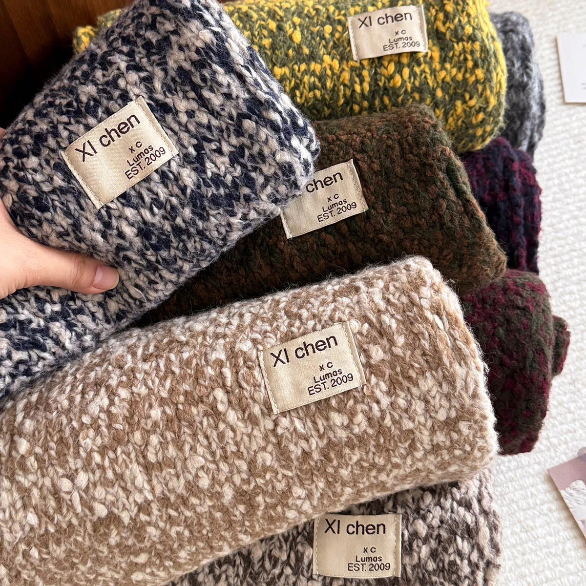 2026 Faux Cashmere Tweed Knit Scarf Women Winter Warm Thick Long Soft Neck Warmer Korean Style Gift Elegant Daily Fashion Chic