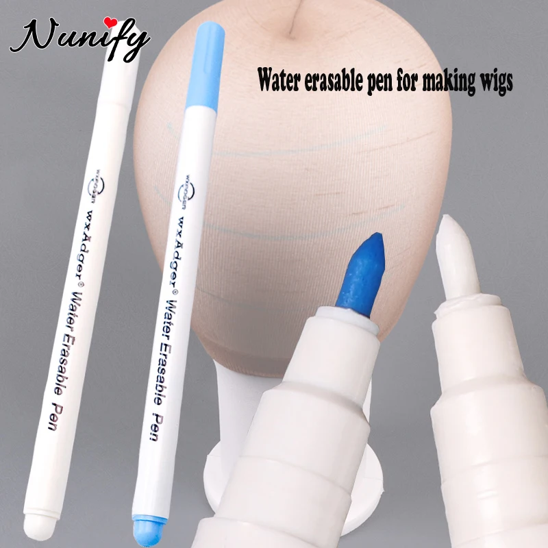 Nunify 1Pcs Water Erasable Pens For Diy Needlework Wig Sewing Accessories Water Markers Pen Blue White Color Wig Making Tools