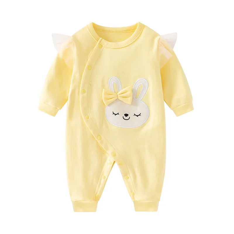 Herbst Baby kleidung 0 bis 3 6 12 Monate für Neugeborene Stram pler rosa Prinzessin Mädchen Overall mit Fuß Kinder Body