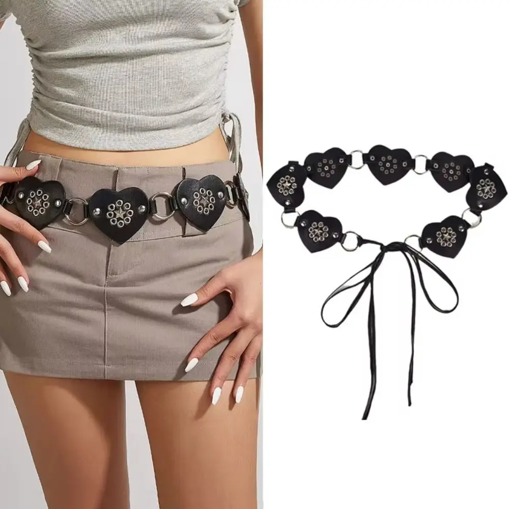 

Personality Metal Rivet Belt Hollow Y2K Wide Belt Goth Korean Style PU Leather Waistband Dress