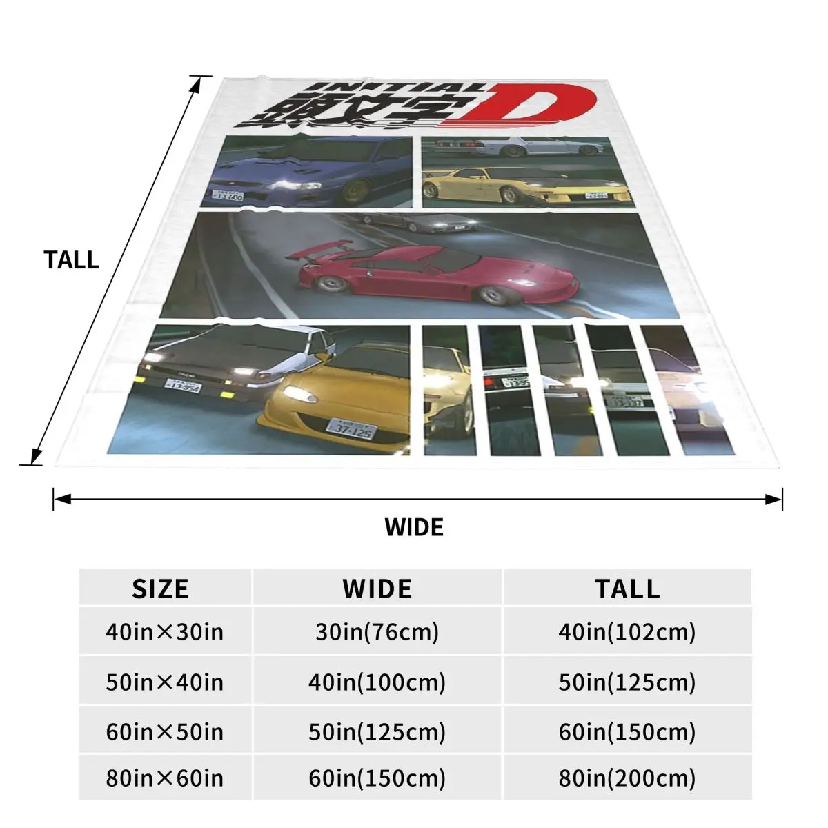 Initial D Neon Ae86 Blanket Fleece Sofa Throw Blanket Warm for Home Bedroom Travel Throws Bedspread Quilt