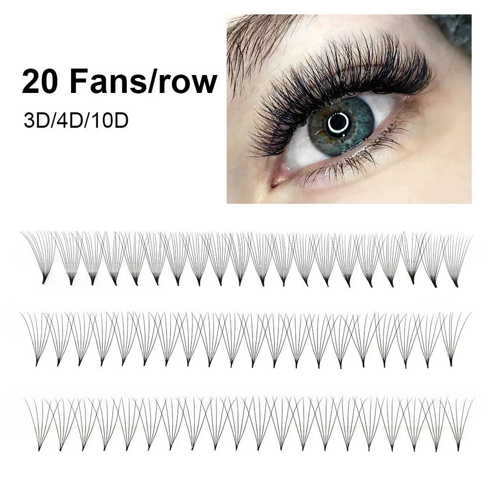 NAGARAKU Sharp Narrow Stem Premade Fans Eyelash Extension 5D 6D 10D Thin Pointy Base Russian Fans Ready Russian Volume