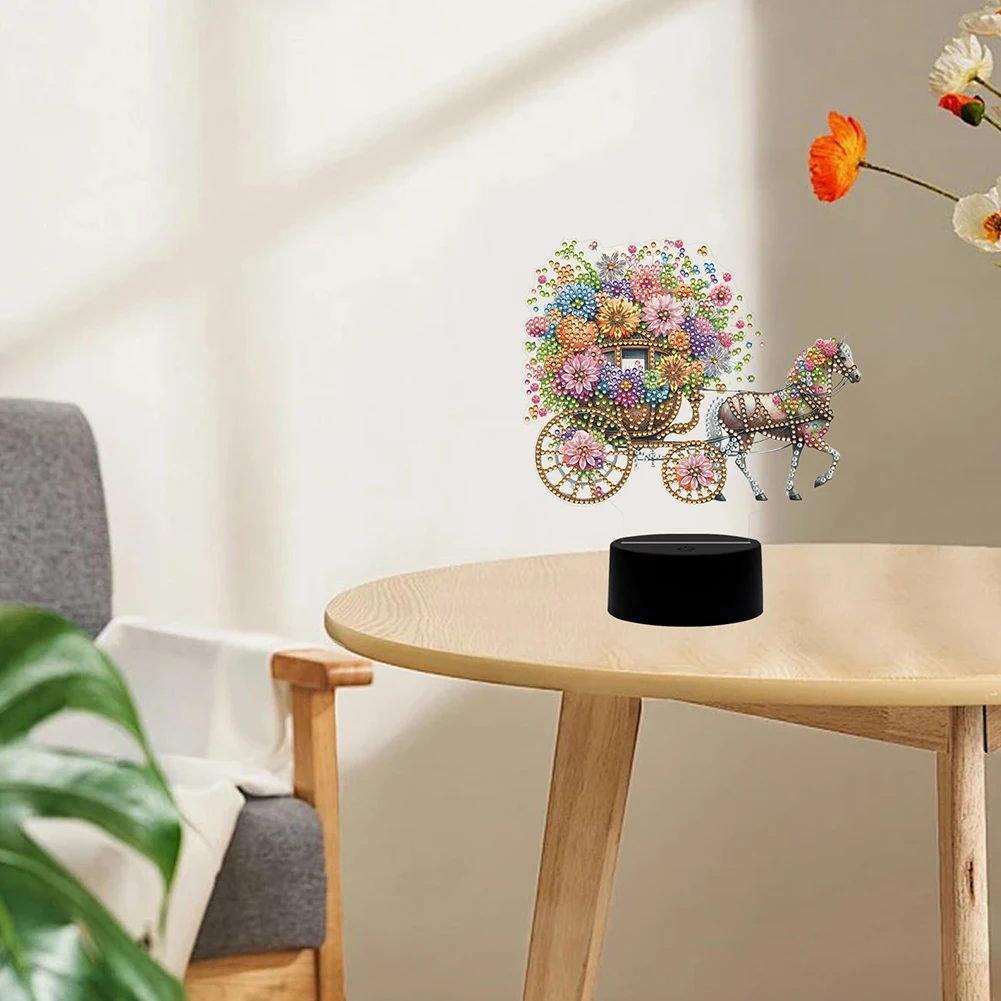DIY الماس اللوحة LED مصباح مزدوج الوجهين الماس اللوحة أباجورة الفنون الحرف ديكور المنزل للهدايا ديكور غرفة نوم
