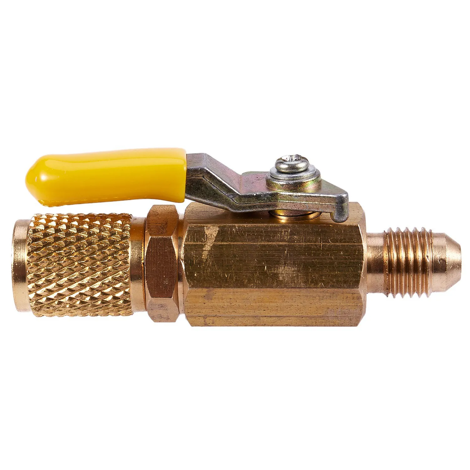 Brass Straight Ball Valves 1/4Inch SAE 800PSI Fittings for AC Hoses R410A Charging Hose Parts Air-Conditioning