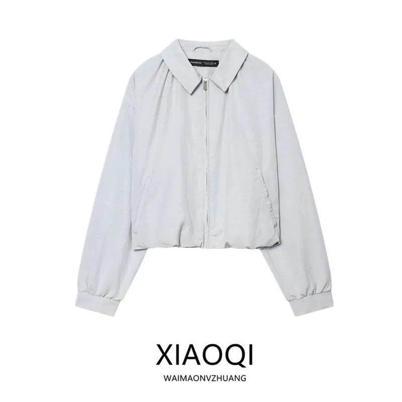 Spring 2026 Women's Long Sleeve Balloon Design Jacket Outerwear New Arrival Commute Style Loose Fit Zipper Closure Fashion