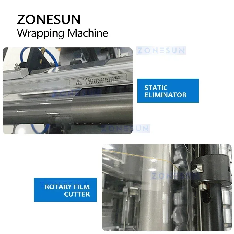 ZONESUN ZS-BT250 Full-Automatic Horizontal Flow Packaging Machine BOPP Wrapping Sealing For Perfume Poker Cosmetics Food Box