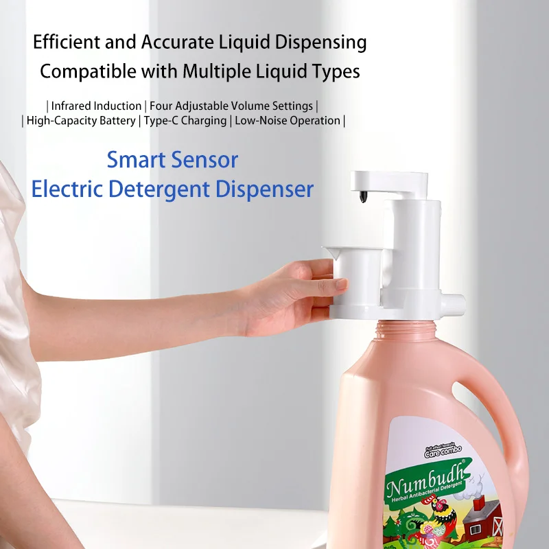 New Electric Laundry Detergent Dispenser 2000mAh USB-C Rechargeable Smart Pump Liquid Dispenser