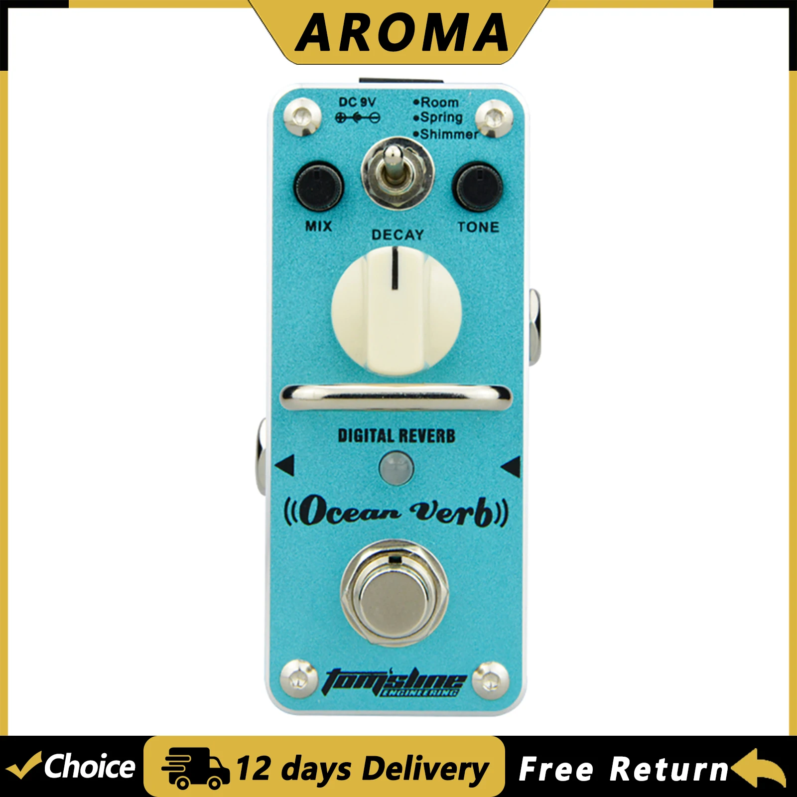 aroma-aov-3-ocean-verb-electric-guitar-effect-pedal-digital-reverb-mini-single-effect-true-bypass-guitar-parts-accessories
