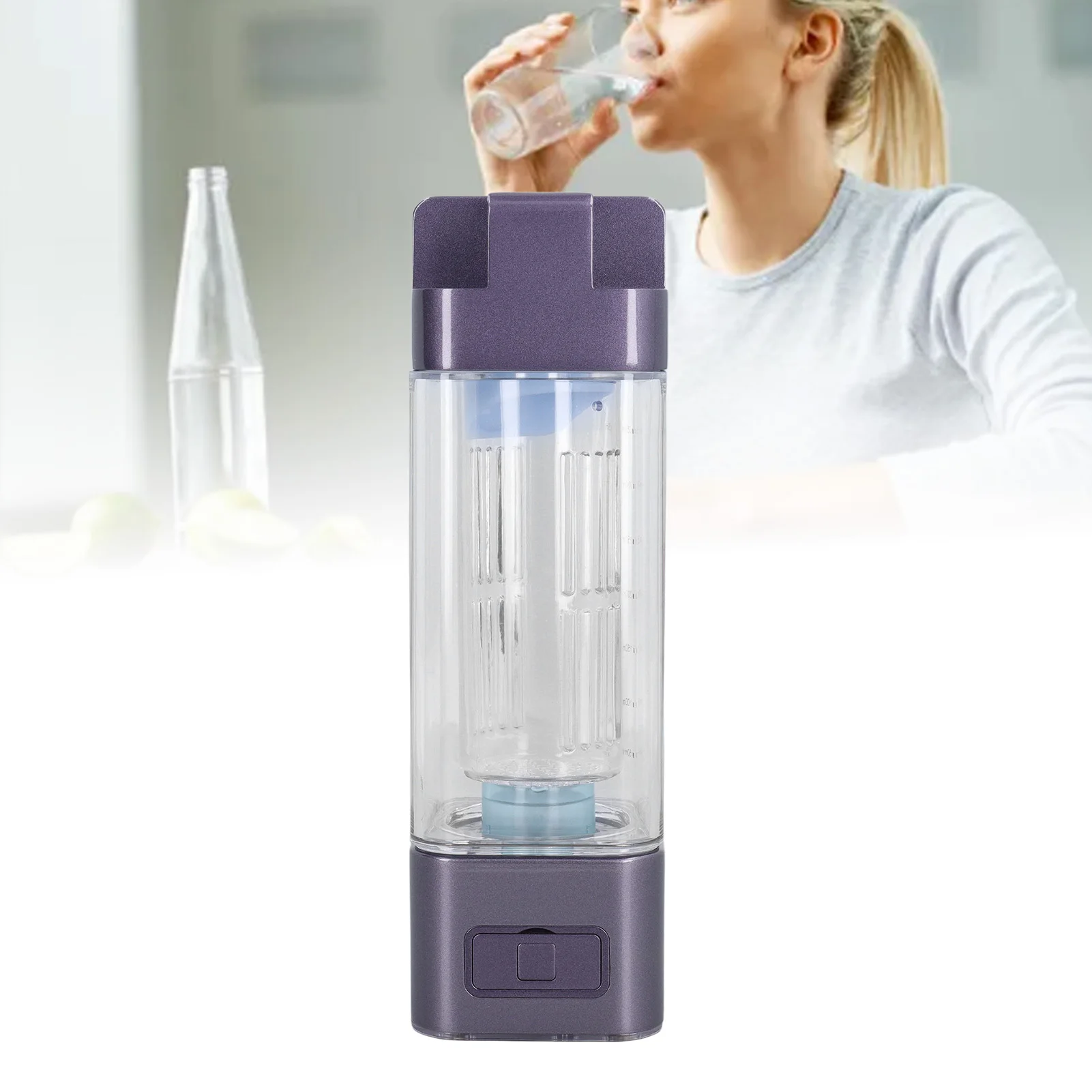 Bouteille d'eau carrée d'hydrogène de 350ml 5V PCTG 2000 à 9000PPB, tasse de générateur d'eau riche en hydrogène Portable scellée pour le bureau et la maison