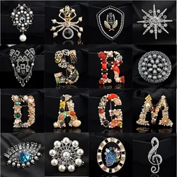 Women's Letter Brooch For Clothes Rhinestone Zircon Brooch Cute Anime Pins Woman Clothes Elegant Women's Badges On Backpack