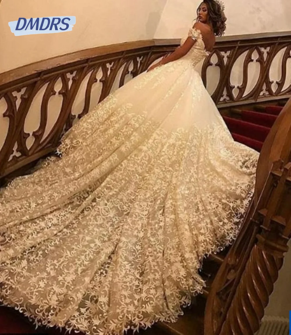 Luxury Off the shoulder Wedding Dresses Graceful Floor-length Bride Gown Romantic Sweetheart Neck Dress For Bride Robe De Mariée