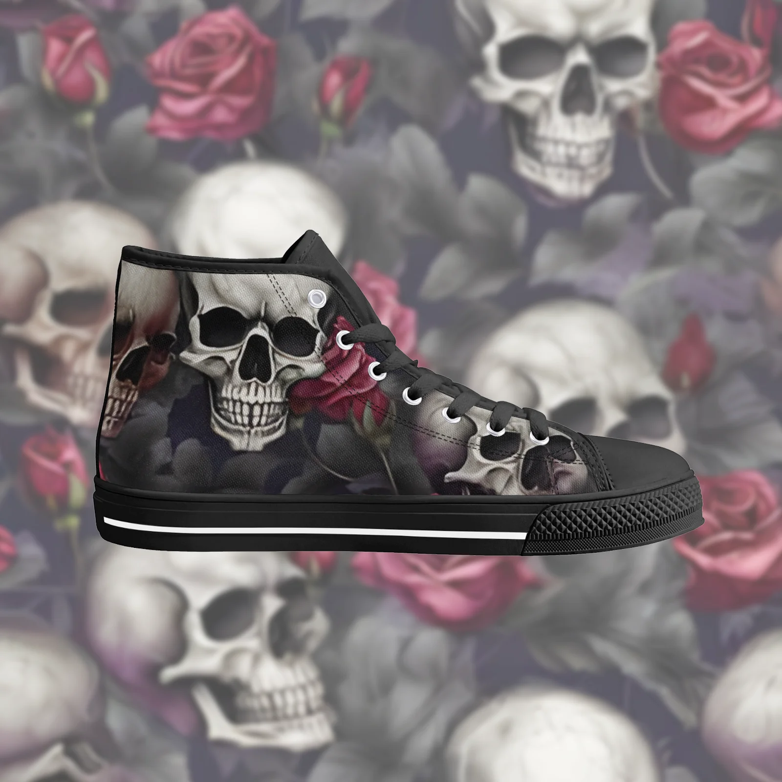 

Custom Shoes Gothic Skull Prints Classic High Top Canvas Shoes for Boys Girls Vulcanized Shoes Flats Sneakers Footwears