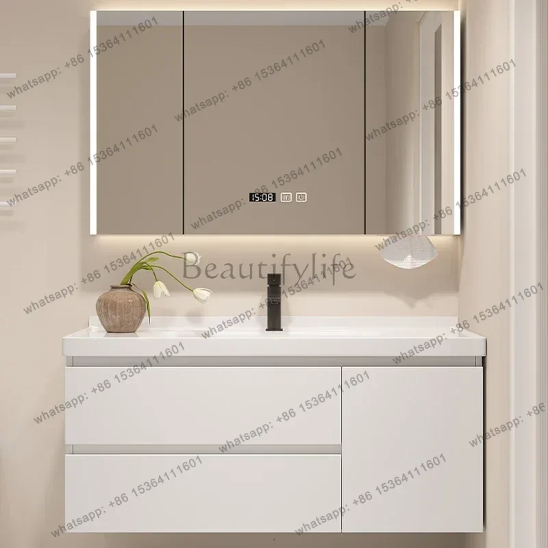 

Simple Bathroom Cabinet Ceramic Integrated Basin Storage Mirror Cabinet Assembly Fashion Home Furniture Arredo Bagno