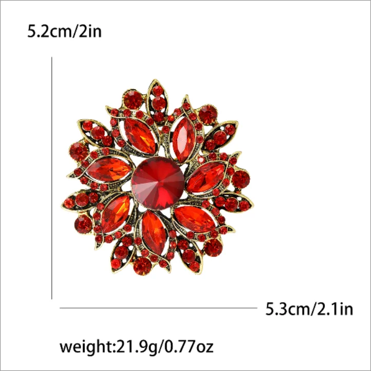 Anmutige Luxus-Kristall-Broschen mit runden Blüten für Damen, trendige Zirkon-Anstecknadeln, Schmuck für Party, Büro, Anzug, Dekoration, Festivalgeschenk – Detail 2