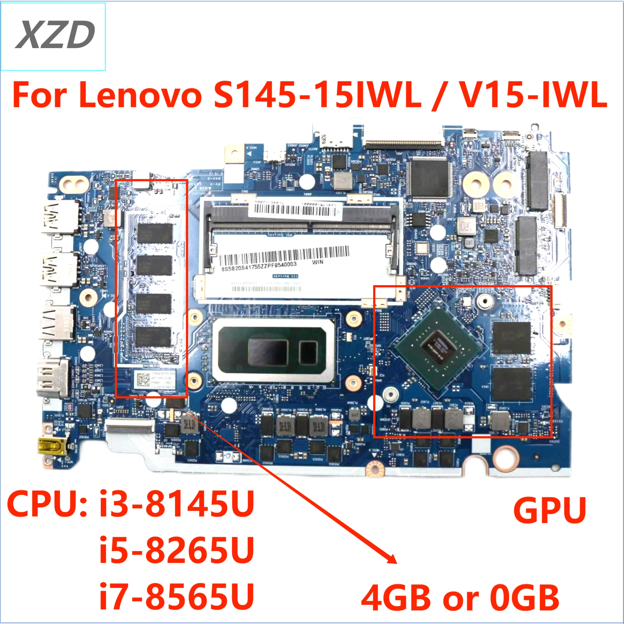 

NM-C121 Mainboard For Lenovo IdeaPad S145-15IWL V15-IWL Laptop Motherboard WITH I3 I5 I7 CPU GPU 100% TEST