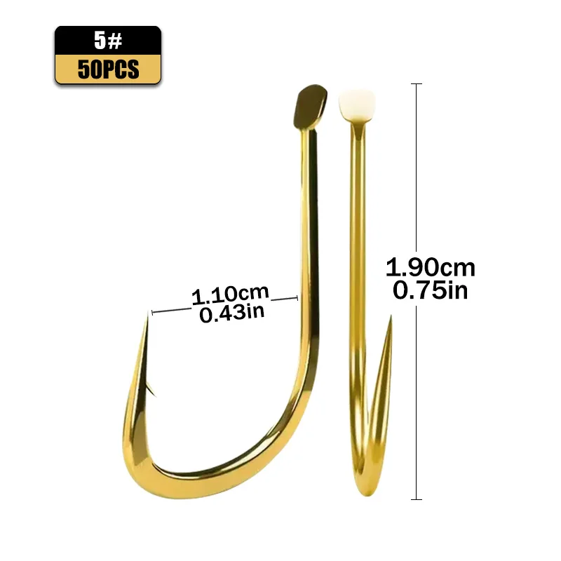 50PCS Right mouth crooked mouth has thorns gold high carbon steel silver carp bighead mouth big fish specializing in hook