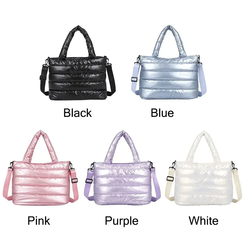 New Puffer Tote Bag for Women Quilted Puffy Handbag Lightweight Down Cotton Padded Shoulder Bag Down Padding Crossbody Handbag