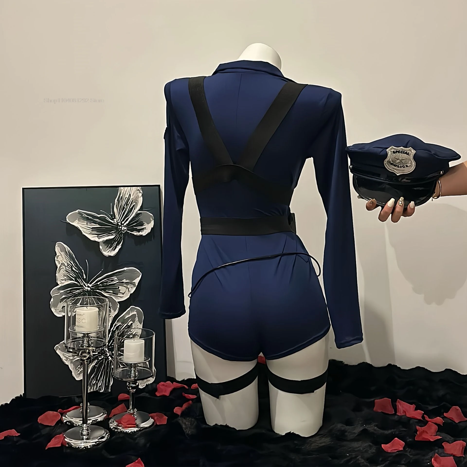 Halloween Kostuum Sexy Agent Cosplay Erotische Lingerie Politieagente Politie Uniform Vrouwen Jumpsuit Nachtclub Optredens Kostuums