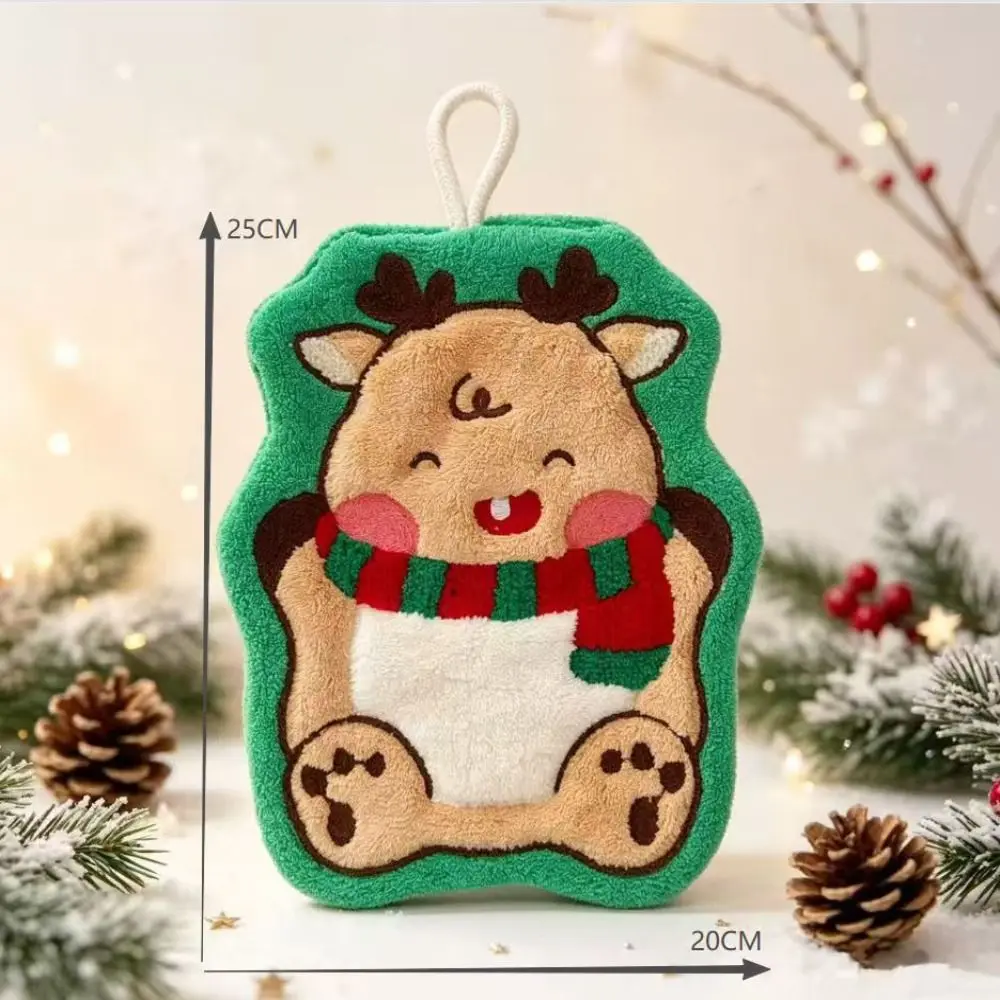 Water Absorption Christmas Hand Towels Quick-drying Coral Fleece Christmas Tree Handkerchiefs Cleaning Hanging Hanging Wipes