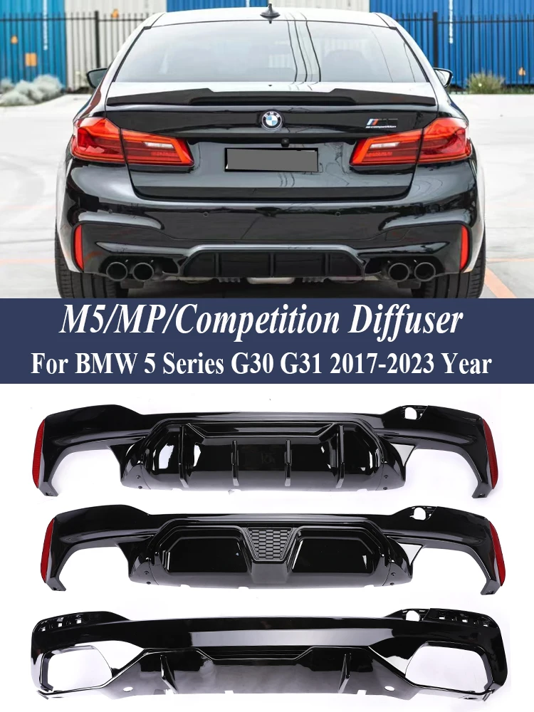 For BMW 5 Series G30 G31 Carbon Look Rear Bumper Diffuser M Sport Competition CS Style Diffusor M5 MP 2017-2023 Car Auto Parts