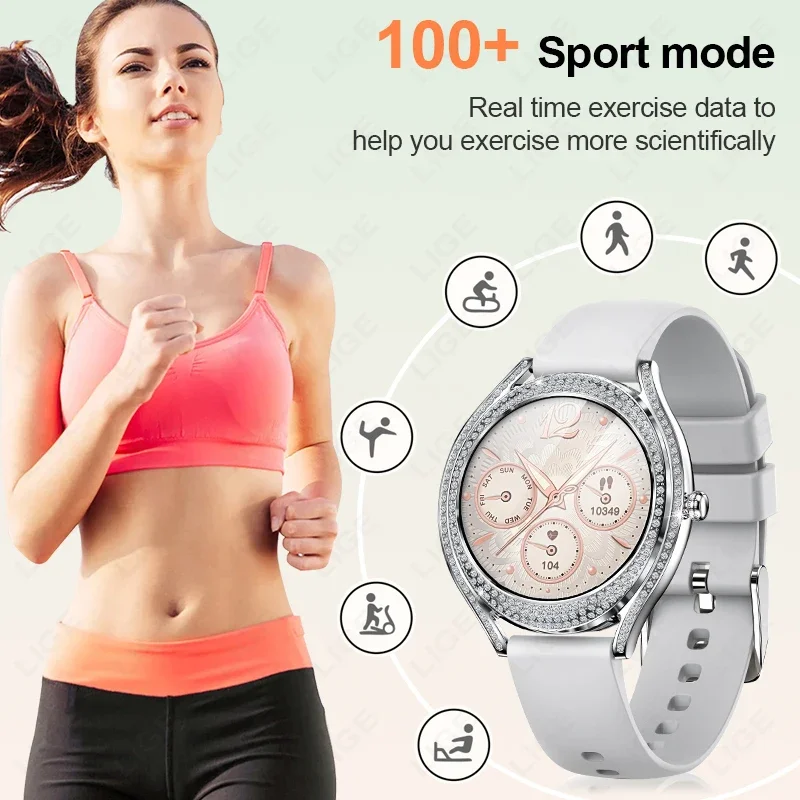 LIGE Luxury Smart Watches Women BluetoothCall Sport Fitness Tracker Heart Rate Sleep Blood Oxygen Monitor Smartwatch Ladies Gift