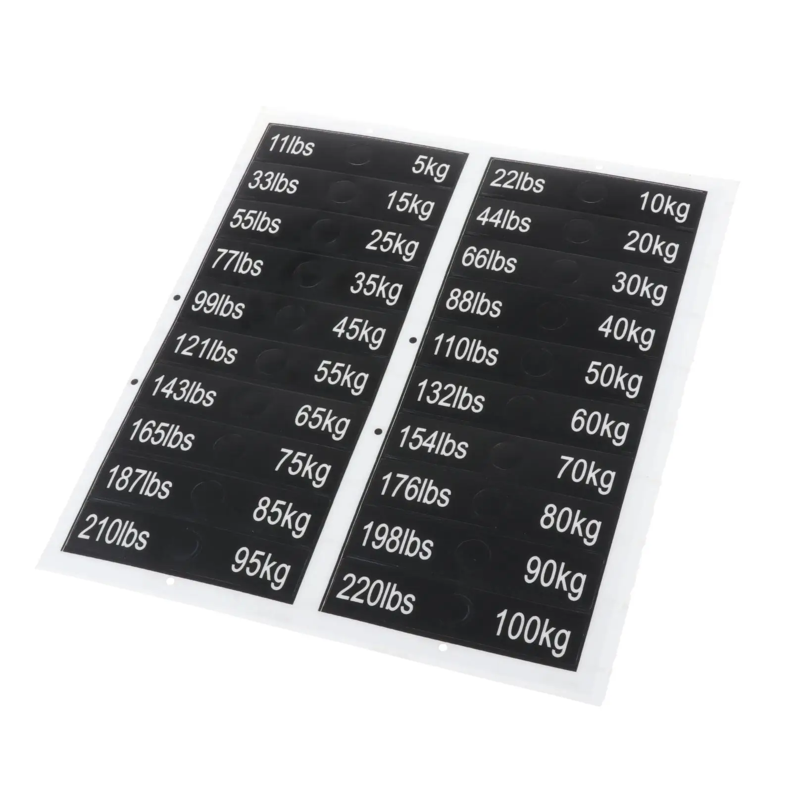 Weight Stack Labels Numbered Sheets 5kg to 100kg PP Stickers for Fitness Equipment Weight Identification at Home Gym