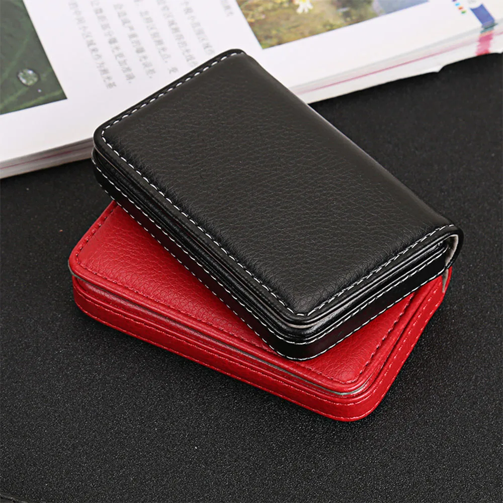 1PC PU Leather Business Card Holder For Men Large Capacity Bank Card Case With Buckle High Quality Card Container Wholesale