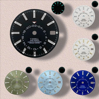28.5mm S Logo New Sunburst Dial Fit NH35/NH36/4R/7S Japanese Movement Green Luminous High-Quality Watch Modification Accessories
