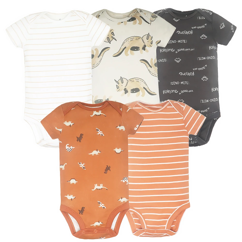 Newborn Bodysuit Print Cotton 5 pcs/lot Short Sleeve Baby Clothes 0-24months Baby Girls Boys Clothes  infant Jumpsuit Clothing