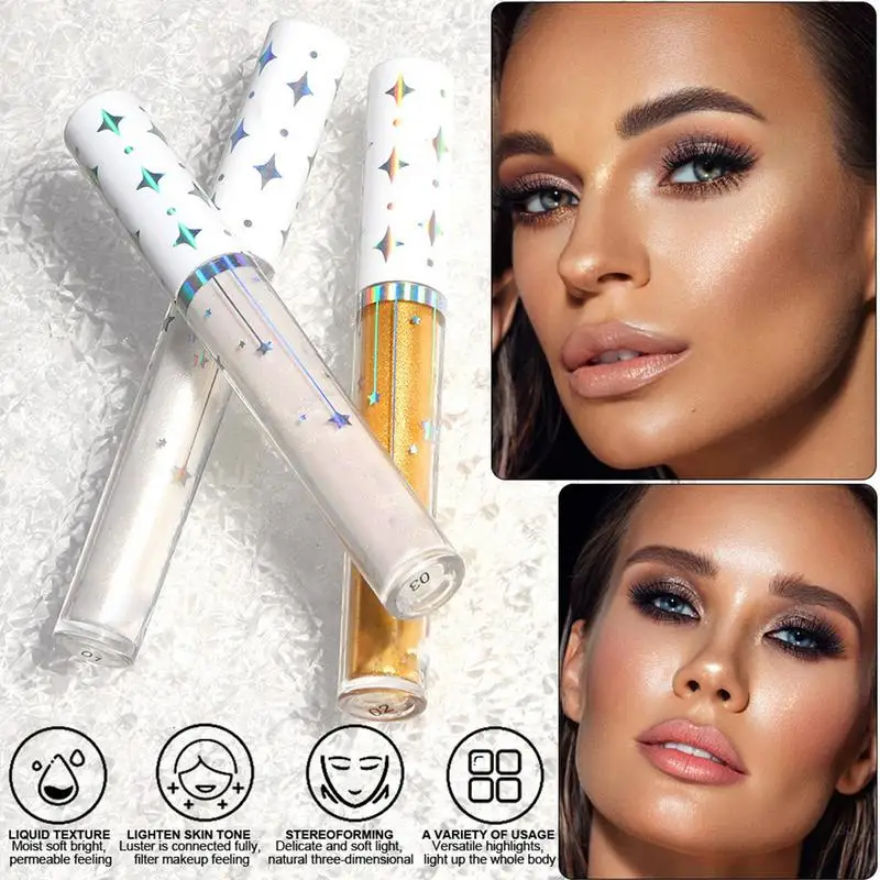 Glitter Markeerstift Vloeibare Contouren Waterdichte Vloeibare Textuur Markeerstiften Schaduw Potlood Gezicht Verhelderende Cosmetica Voor Wangen