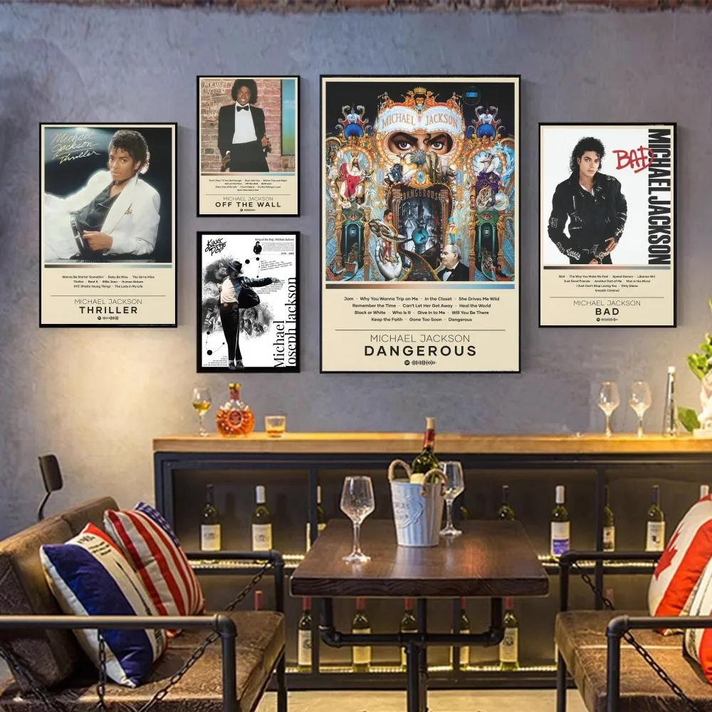 Michael Jackson-carteles clásicos Vintage, impresiones whitetaper, ilustraciones Kawaii, decoración de habitación