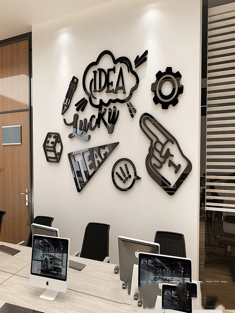 Corporate Slogan 3D Three-Dimensional Acrylic Custom Office Company Culture Wall Decoration Stickers