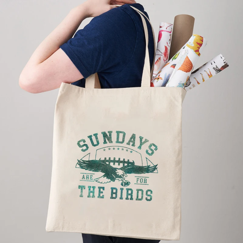 Sundays The Birds Print Canvas Draagtas Milieuvriendelijk Damestas Reisopbergen Clutch Bagage Organizer Draagbaar Cadeau Voor Haar