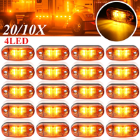 20PCS 12-24V 4LED Side Marker Lights Oval Front Rear Clearance Indicator Lamp Truck Accessorie for Trailer BUS Van Caravan