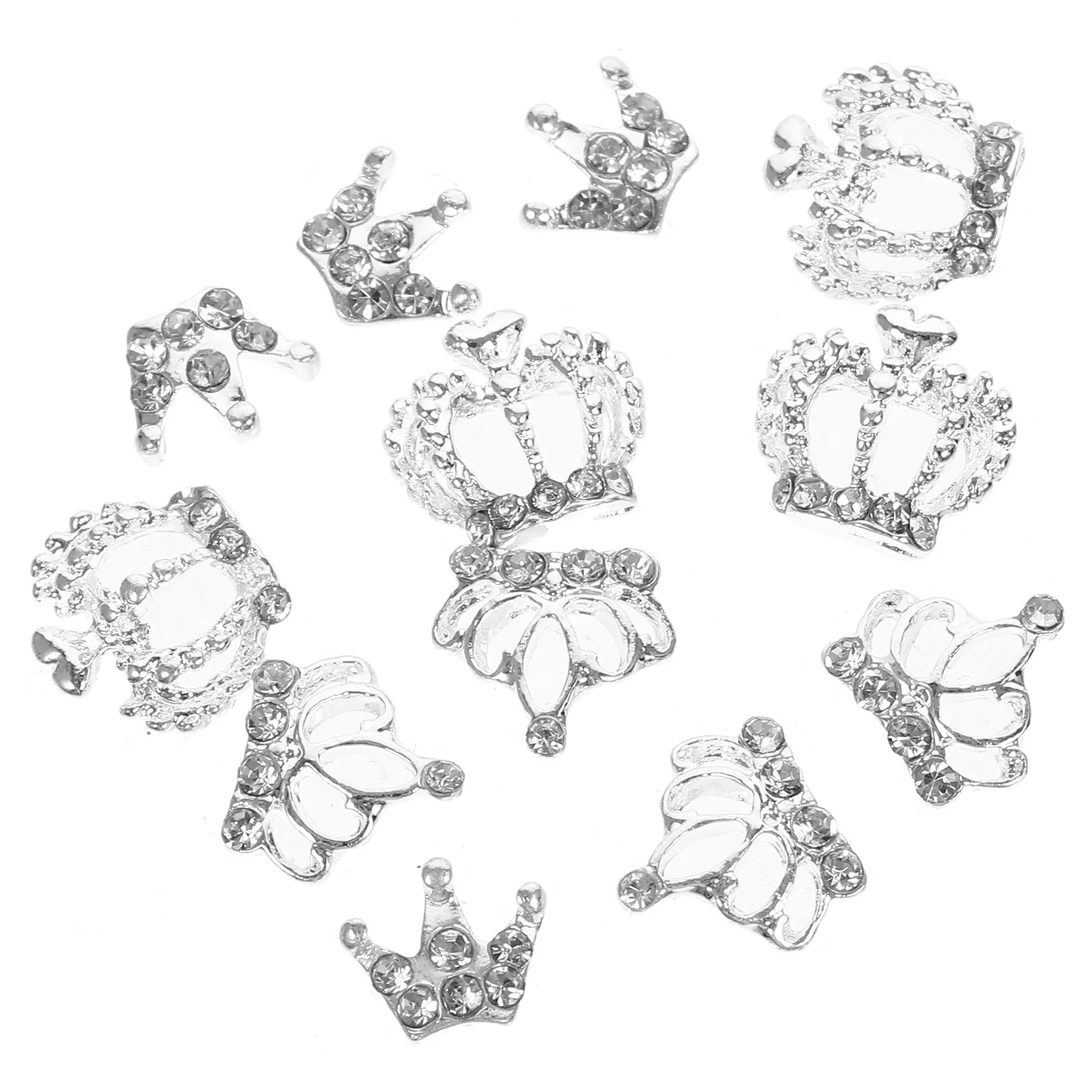 12 Uds. De tachuelas de uñas con corona 3D, decoraciones de manicura brillantes elegantes, suministros de arte DIY, tachuelas de corona para uñas, decoración de manicura
