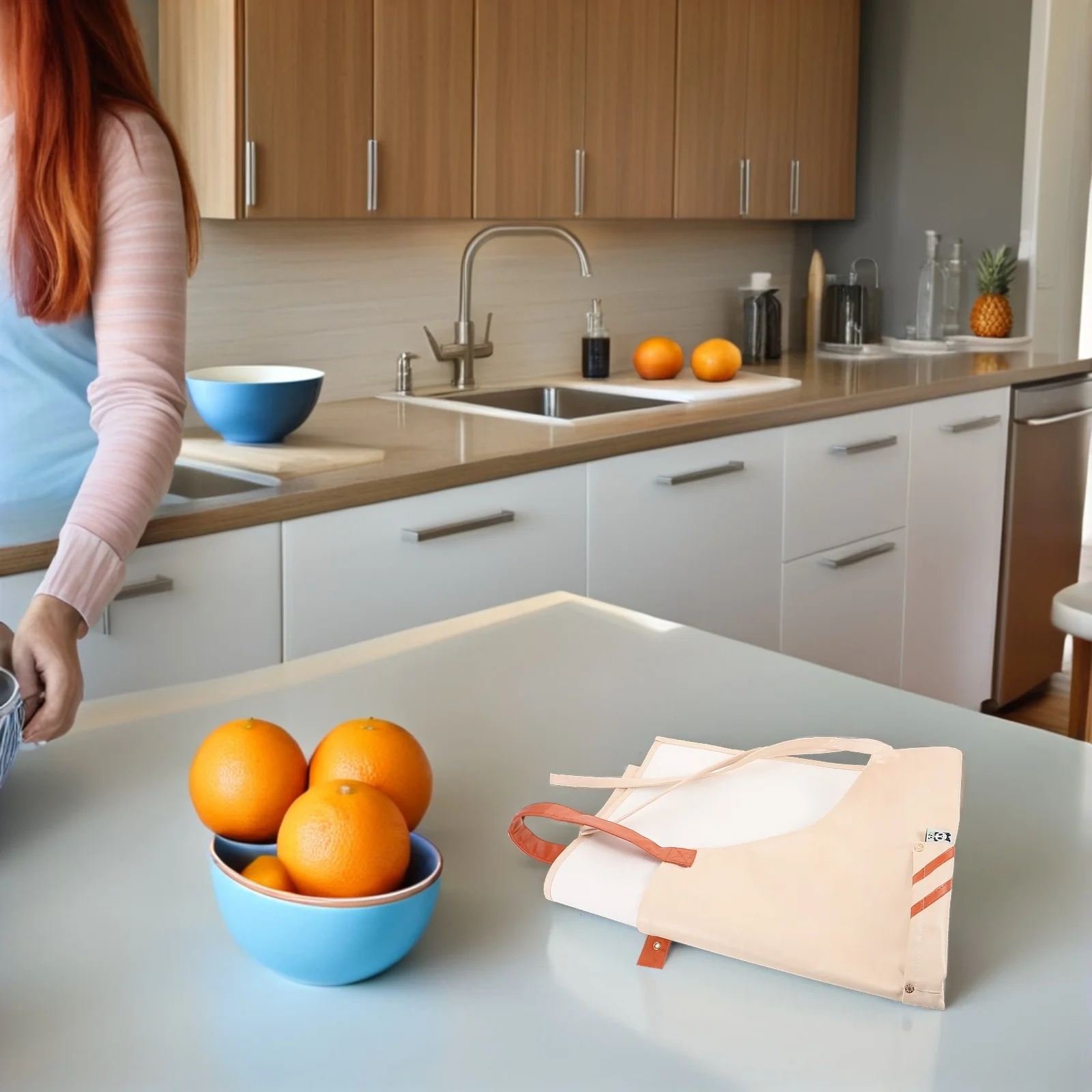 

Waterproof Oilproof Apron PU Kitchen Apron Pockets Cooking Home Restaurant Dishwashing Adult Aprons for Women