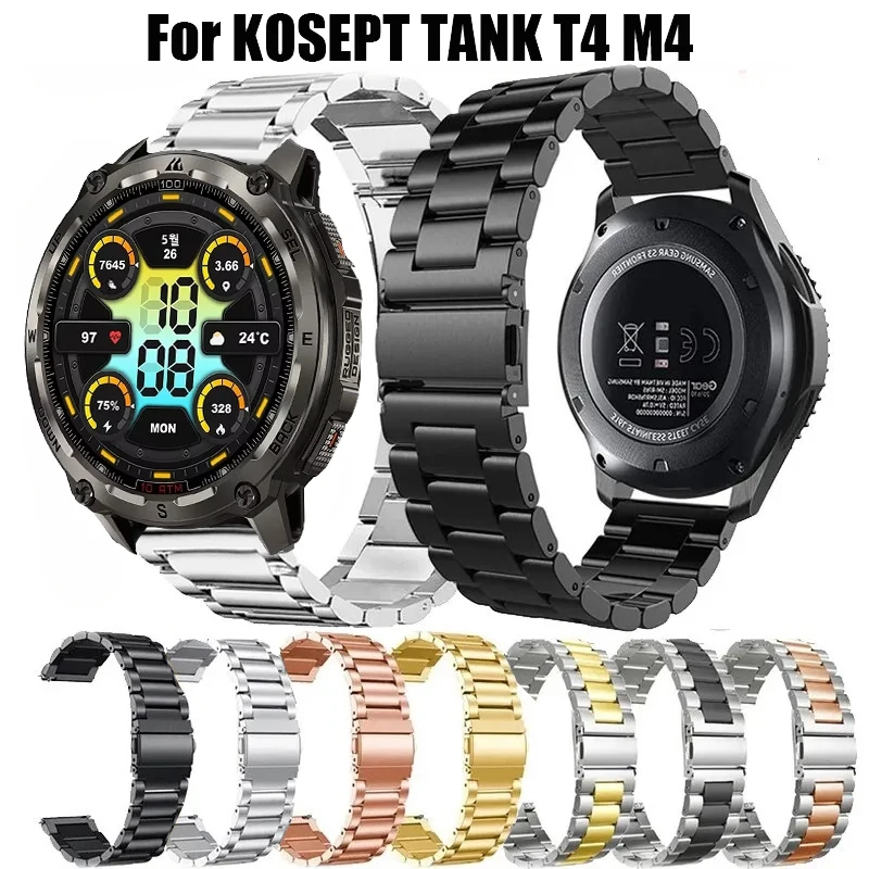Correa de acero inoxidable de 22mm para KOSPET Tank T4 M4/T3 M3 T2 M2/T3 Ultra M3 Ultra correa de reloj de Metal para KOSPET MAGIC P10 R10/ORB