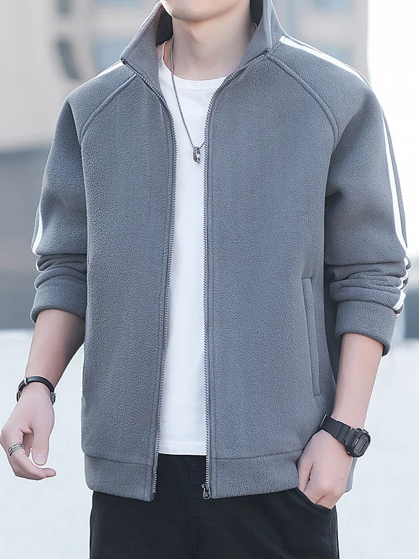 

Мужская модная повседневная утепленная куртка из хлопка с флисовой подкладкой из овечьего вельвета, теплая, приталенного кроя, с длинными рукавами, стандартной длины