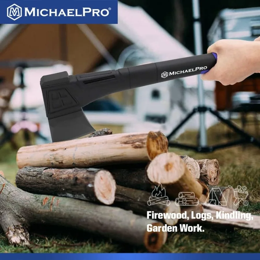 MichaelPro Splitting Axe with Weather-Resistant and Shock Absorbing Fiberglass Handle Capable of One-Strike Splits 18-Inch Spli