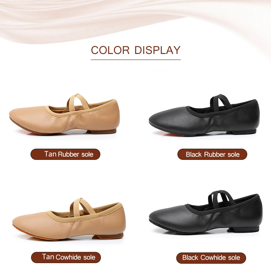 New Genuine Leather Jazz Shoes High Quality Jazz Dance Shoes Tan Black Antiskid Sole Adults Dance Sneakers For Girls Women