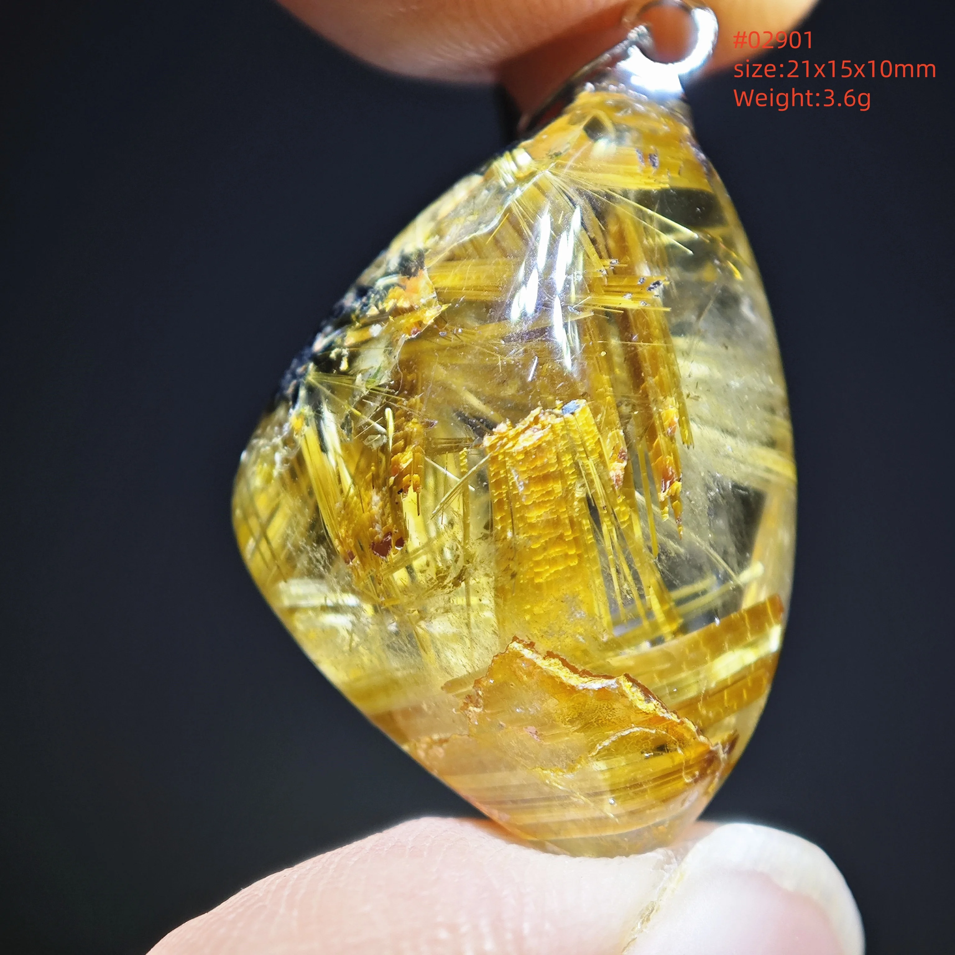 

Natural Gold Rutilated Quartz Pendant Water Drop Necklace Wealth Stone Rutilated Fashion Stone Women Men AAAAAAA