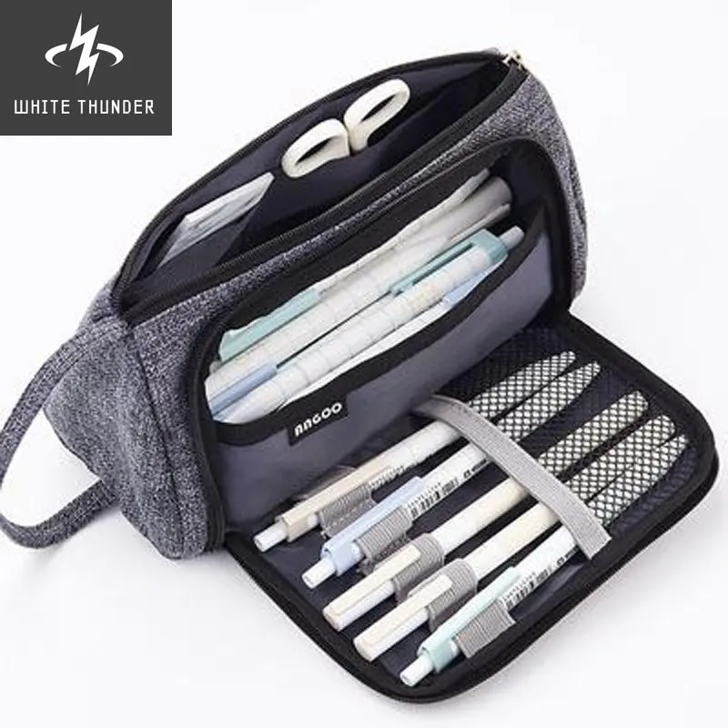 Large Capacity Kawaii Cute Tutorial Bag Case Pouch For Students Simple Canvas Pencils Gel Pens Bag Lovely Case Student Pouch New