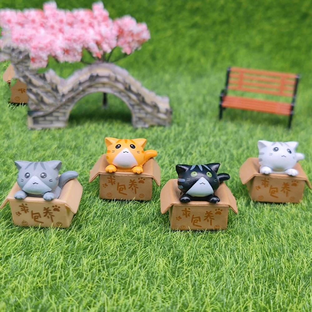 1/4Pcs Kawaii Mini Cat Ornament Garden kitten statue Gift Kids Children Baby Room Decoration Toy Miniature Figurines Home Decor