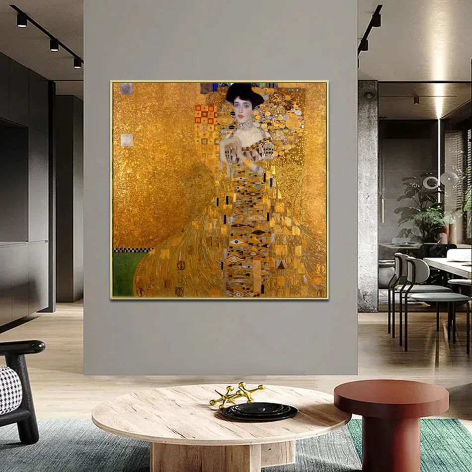 

Hand painted museum quality reproduction of Portrait Of Adele Bloch Bauer I by Gustav Klimt famous oil painting on canvas